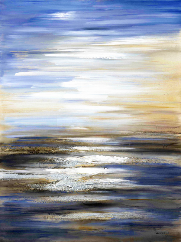 DY013 Wall décor art oil on canvas abstract blue and silver tones